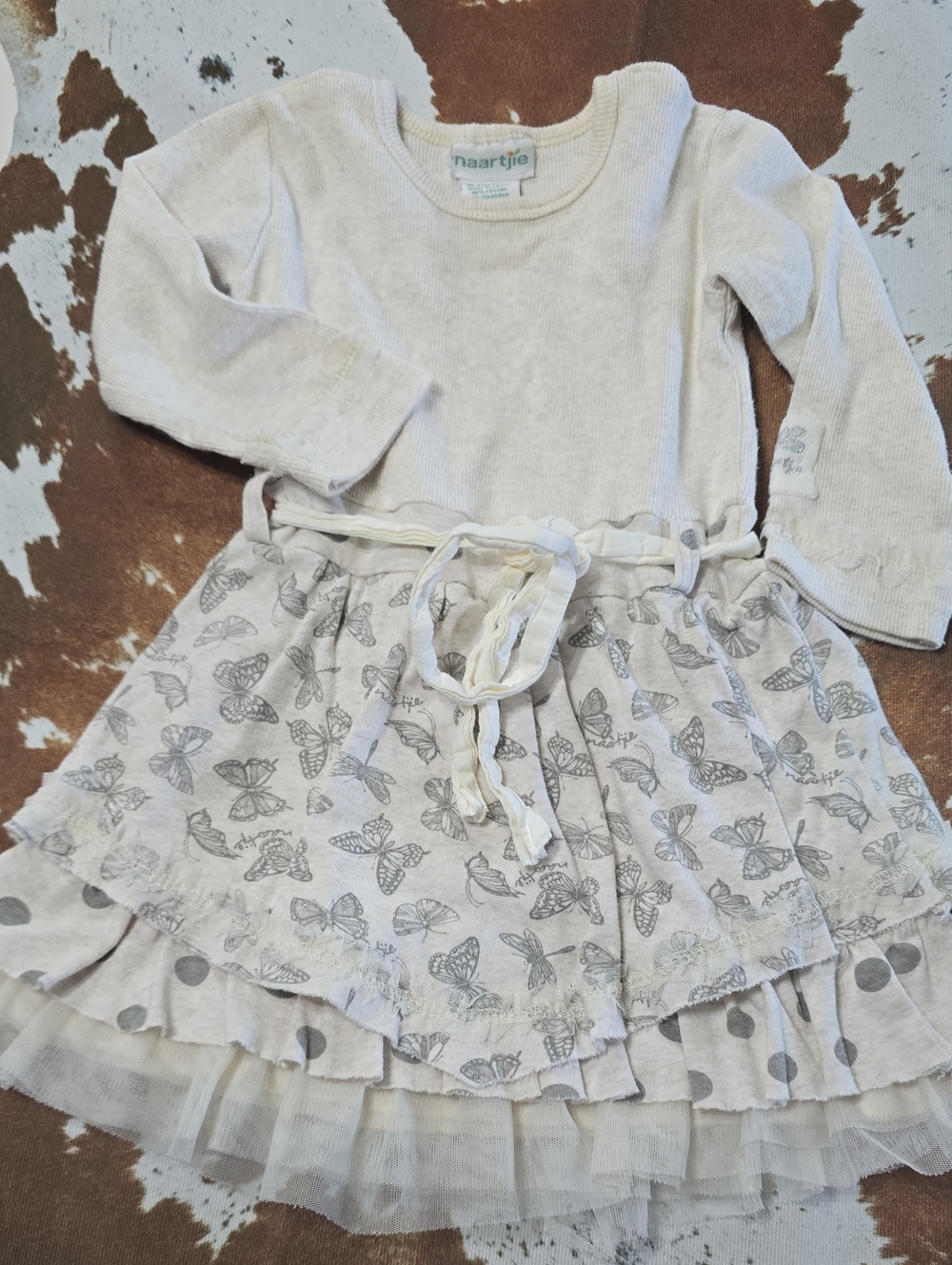 naartjie Cream Butterfly Tulle Polka Dot Dress